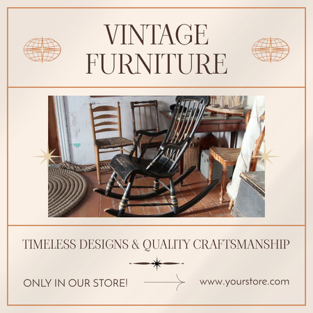 Lovely Rocking Chair At Antique Store Animated Post Design Template
