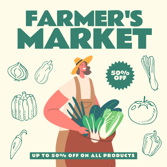 Ontwerpsjabloon van Instagram van Discount on All Products from Farmer's Market
