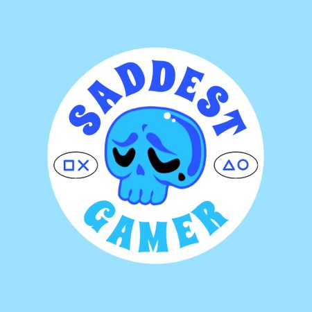 Emblem with Sad Skull Animated Logo Design Template
