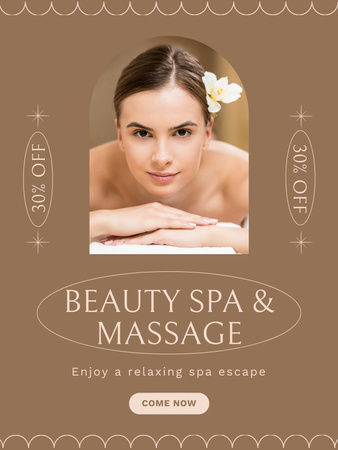 Discount on Spa and Massage Services Poster US Tasarım Şablonu