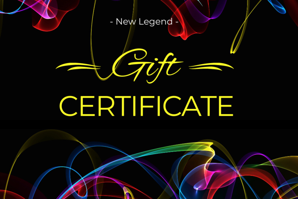 Ontwerpsjabloon van Gift Certificate van Game Store Ad with Neon Lines