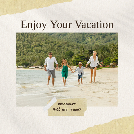 Family Seaside Vacation Offer With Booking Instagram Design Template