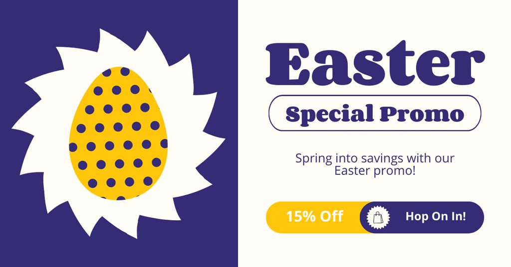 Easter Special Promo with Illustration of Yellow Egg Facebook AD Modelo de Design