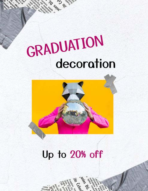 Graduation Decoration Discount Offer Flyer 8.5x11in Design Template