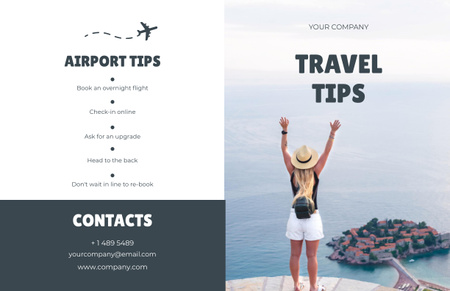 Tips for Tourists with Woman on Sea Coast Brochure 11x17in Bi-fold Design Template