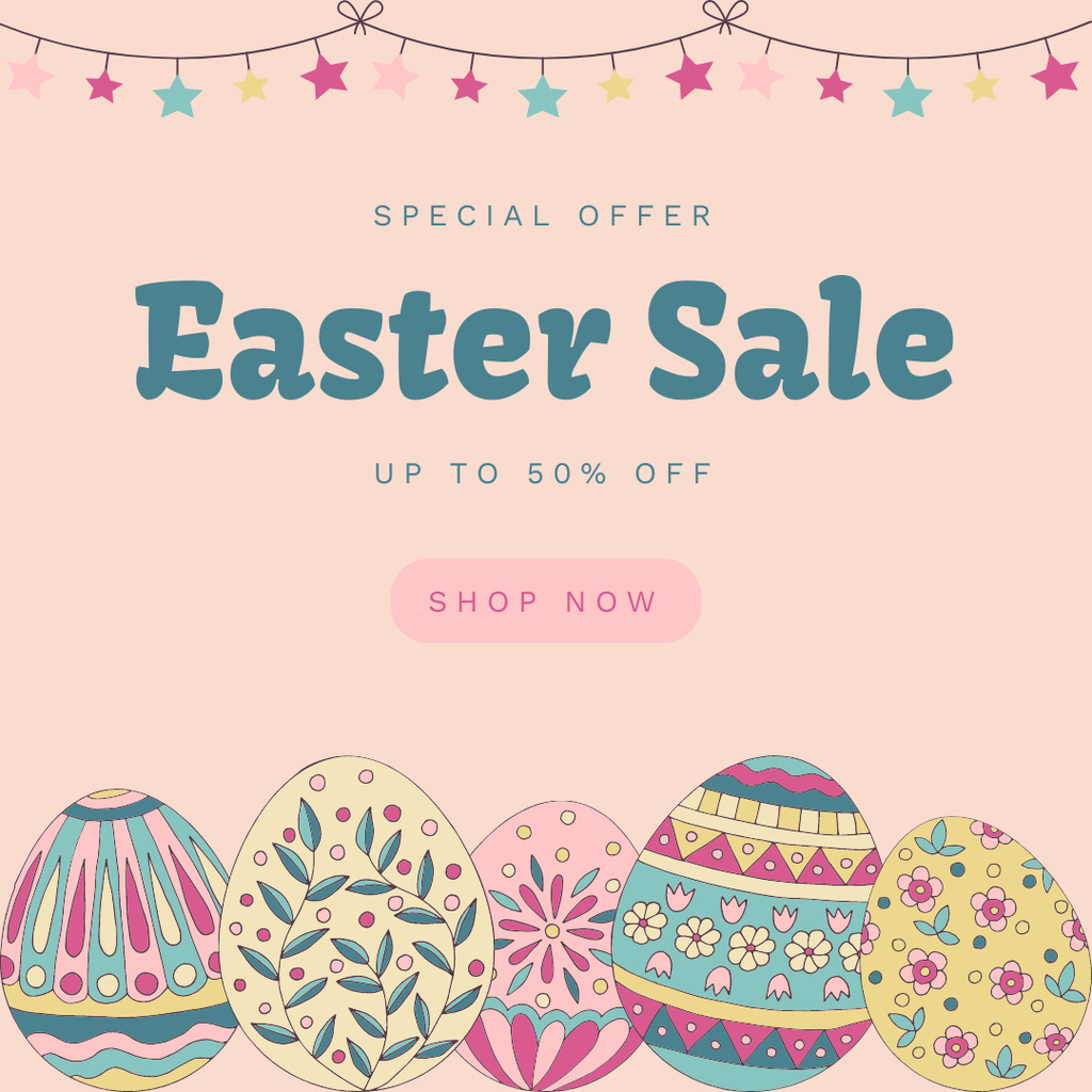 Easter Promo with Colored Easter Eggs Instagram – шаблон для дизайну