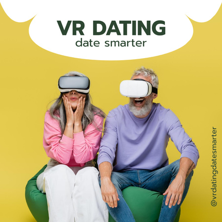 Elderly People On A VR Date Instagram Design Template