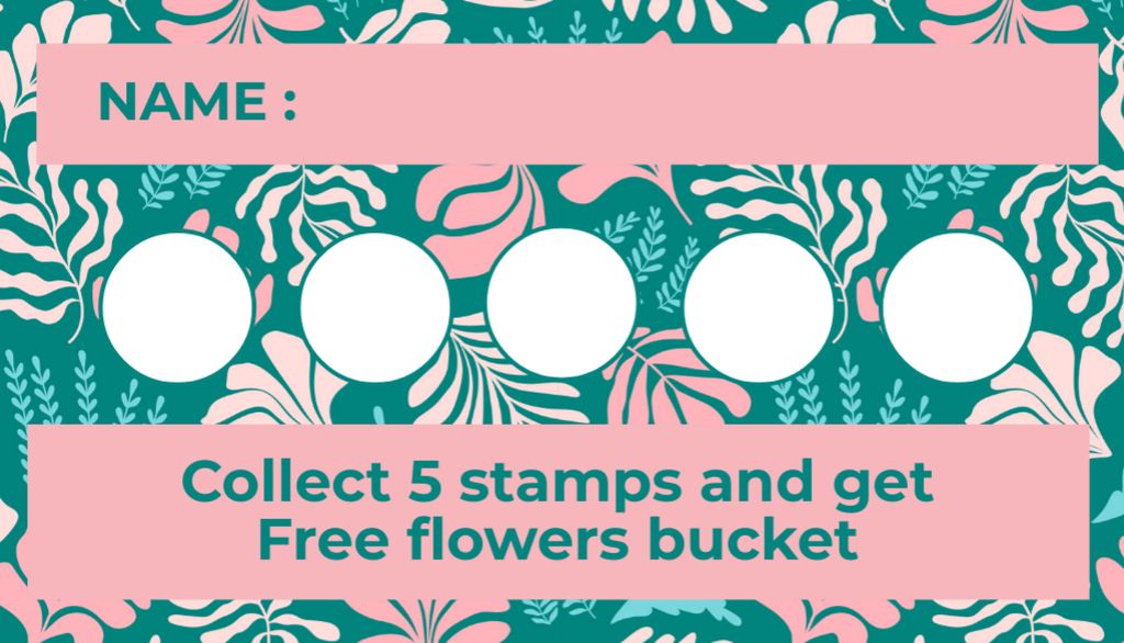 Designvorlage Florist's Services Offer on Green and Pink für Business Card US