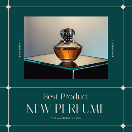 Elegant Perfume Ad in green frame Instagram Design Template