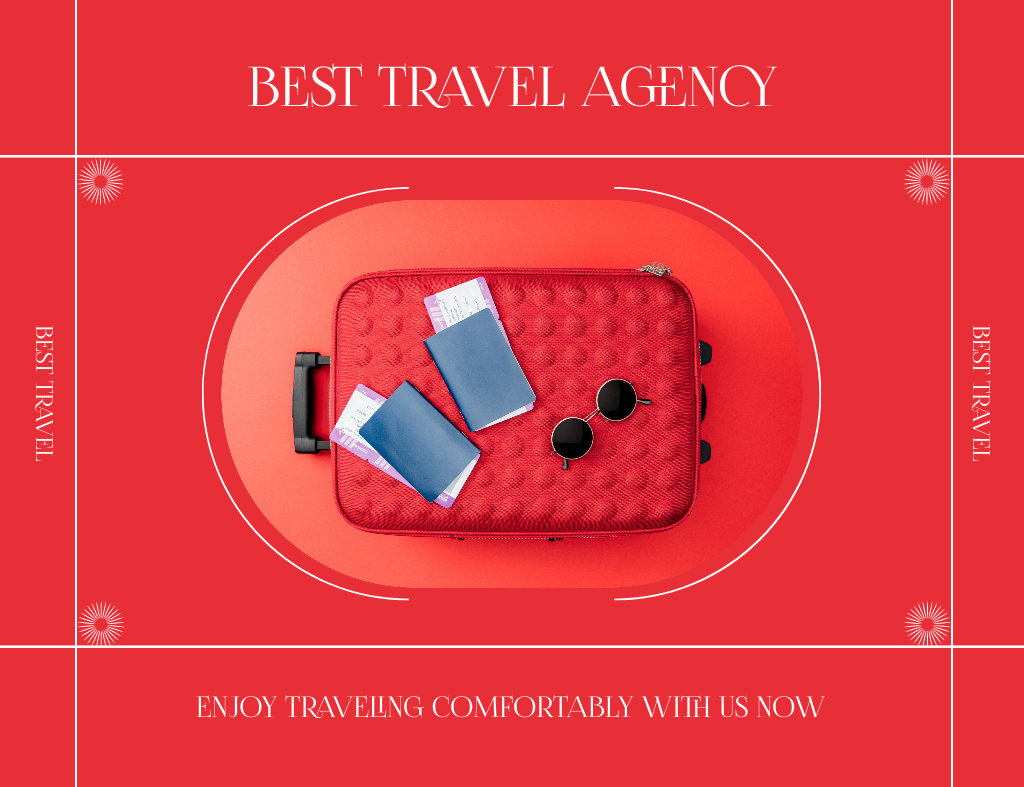 Plantilla de diseño de Enjoy Travel with Our Agency Thank You Card 5.5x4in Horizontal 