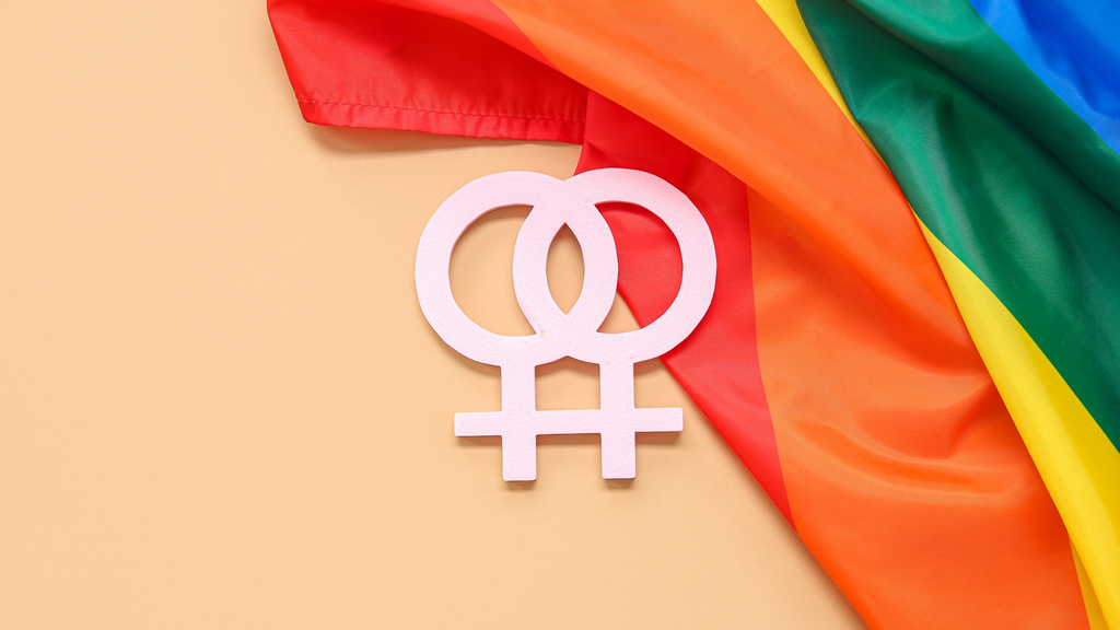 Plantilla de diseño de Lesbian Visibility Week Announcement with Sign of Venus Zoom Background 