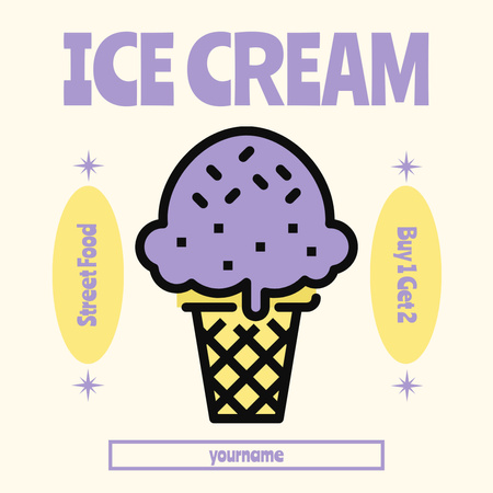 Offer of Yummy Ice Cream in Waffle Instagram Design Template