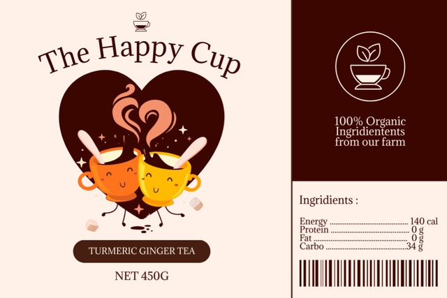 Platilla de diseño Turmeric and Ginger Tea Label