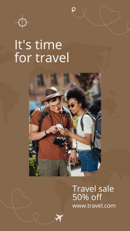 Happy Couple Traveling in Town Instagram Story Design Template