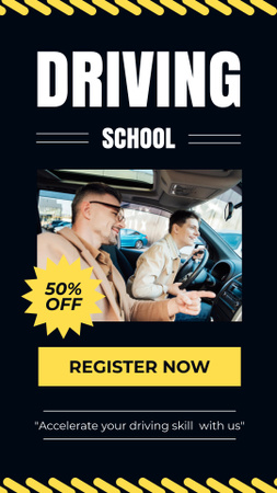 Affordable Car Driving School Classes With Registration Instagram Story Design Template