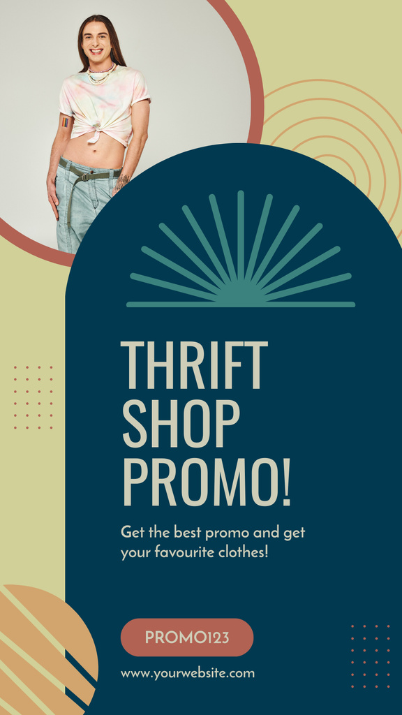 Promo of Thrift Shop with Stylish Woman Instagram Story – шаблон для дизайну
