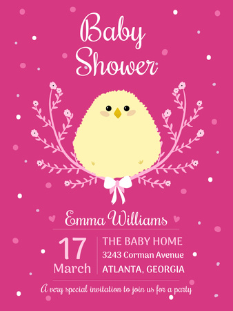 Plantilla de diseño de Evento de baby shower con ilustración de pollito lindo Poster US 