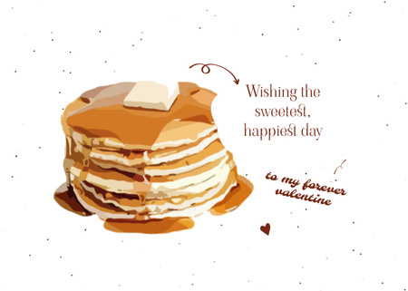 Yummy Pancakes for Valentine's Day Postcard 5x7in Design Template