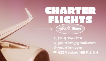Charter Uçuş Hizmetleri Teklifi Business Card US Tasarım Şablonu