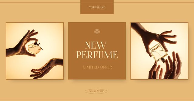 Female Hands Holding Perfume Bottle Facebook AD Design Template