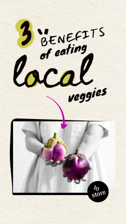 Woman holding Fresh Eggplants Instagram Story Design Template