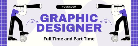 Template di design Assunzione di graphic designer come lavoro parziale e a tempo pieno Twitter