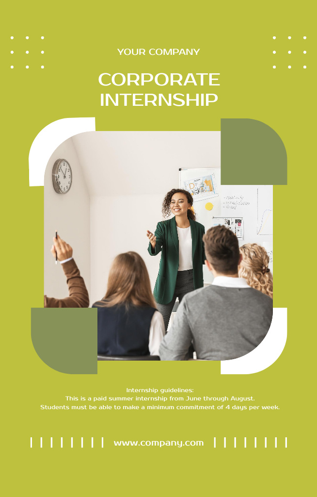 Summer Corporate Internship Course In Green Invitation 4.6x7.2in Design Template