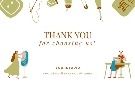 Szablon projektu Thank You for Choosing Our Sewing Studio Thank You Card 5.5x8.5in