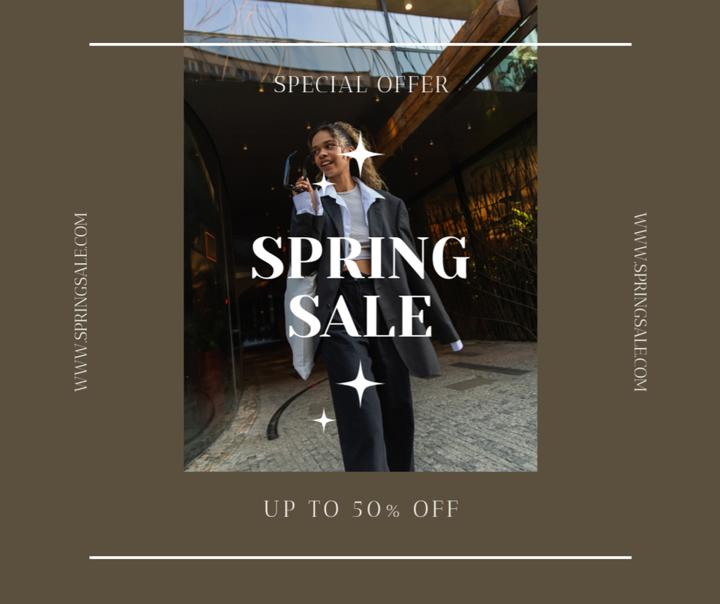 Announcement of Sale of Spring Collection for Women Facebook Design Template