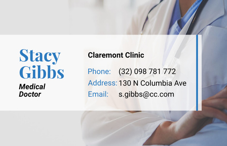 Medical Doctor Services Offer with Contact Details Business Card 85x55mm Design Template