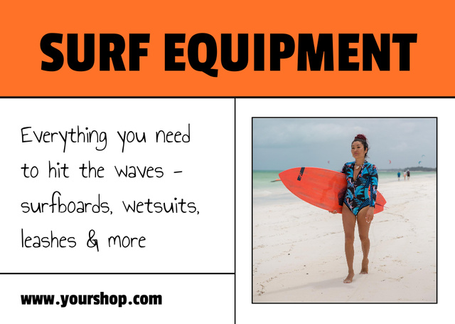 Ontwerpsjabloon van Card van Surf Equipment Offer