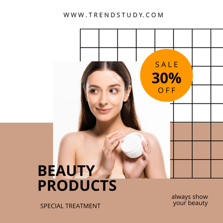 Beauty Products Ad with Cream Instagram Design Template