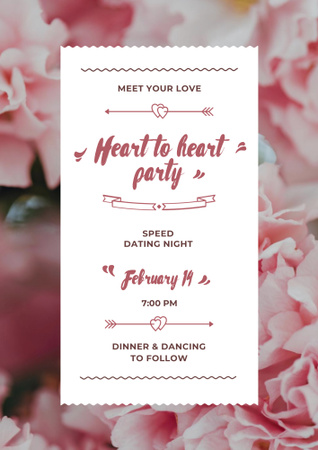 Valentine's Party Invitation with Purple Flowers Poster B2 Design Template