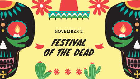 Plantilla de diseño de Festival of the Dead Bright Announcement FB event cover 