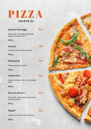 Italian Pizza pieces Menu Design Template