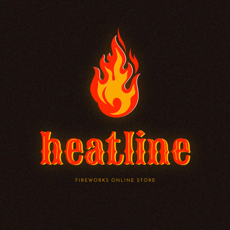 Emblem with Burning Orange Fire Logo Design Template