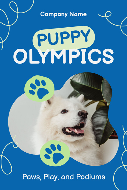 Ontwerpsjabloon van Pinterest van Playful Puppy Olympics Event Announcement