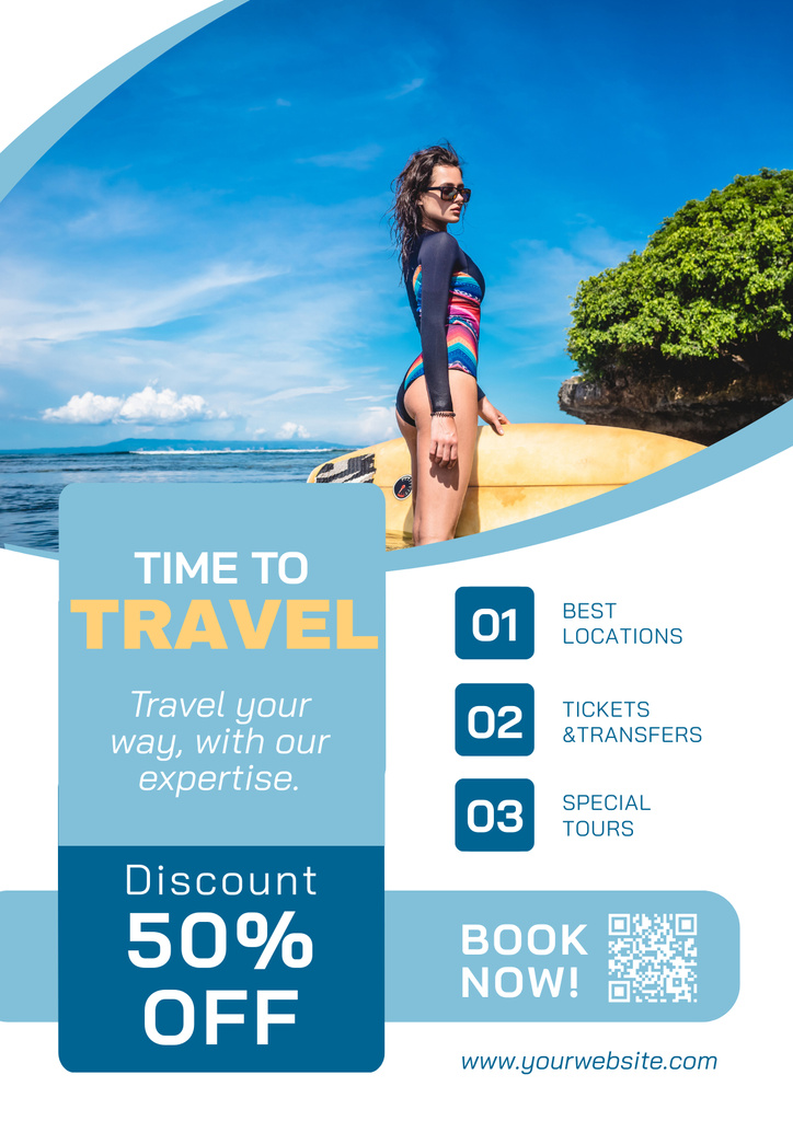 Surfing Tour for Active Recreation Poster Design Template