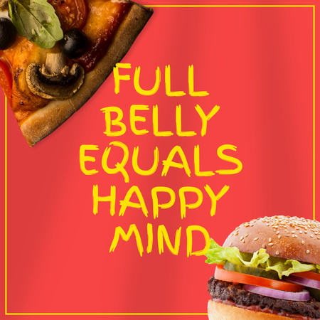 Designvorlage Weises Zitat mit Burger für Instagram