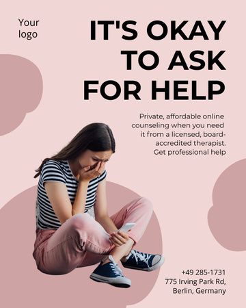 Template di design Professional Psychological Help Offer Poster 16x20in