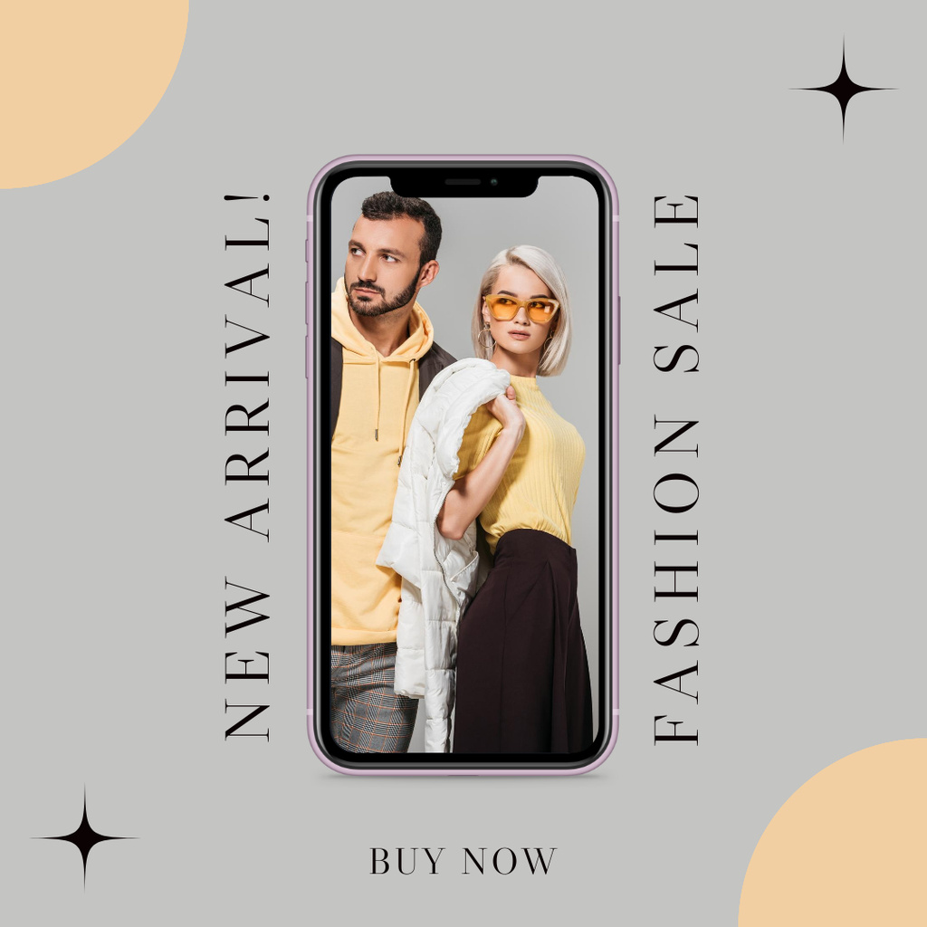 Fashion Brand New Collection With Smartphone Catalog Instagram Design Template