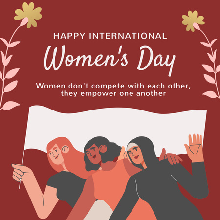Szablon projektu Obchody Dnia Kobiet z ilustracjami przedstawiającymi kobiety wielorasowe Instagram