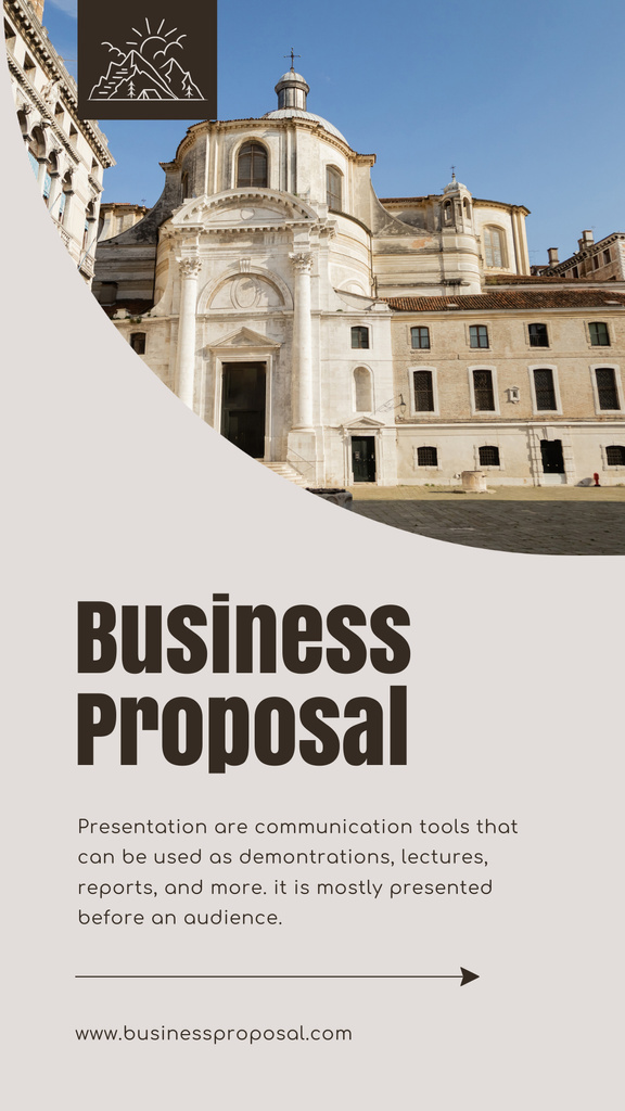 Designvorlage Business Proposal with Beautiful Ancient Architecture für Mobile Presentation