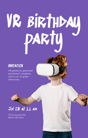 Virtual Birthday Party Announcement Invitation 4.6x7.2in Design Template