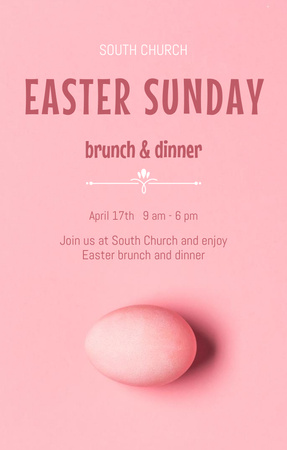 Designvorlage Easter Brunch and Dinner Offer with Painted Egg on Pink für Invitation 4.6x7.2in
