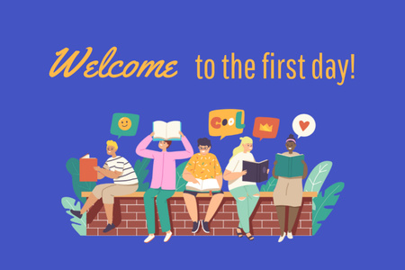 Welcome To First Day of School Congratulations Postcard 4x6in – шаблон для дизайна