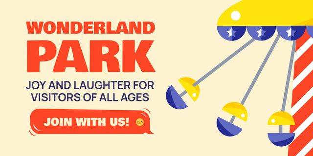 Template di design Wonderland Park With Pass for All Visitors Offer Twitter