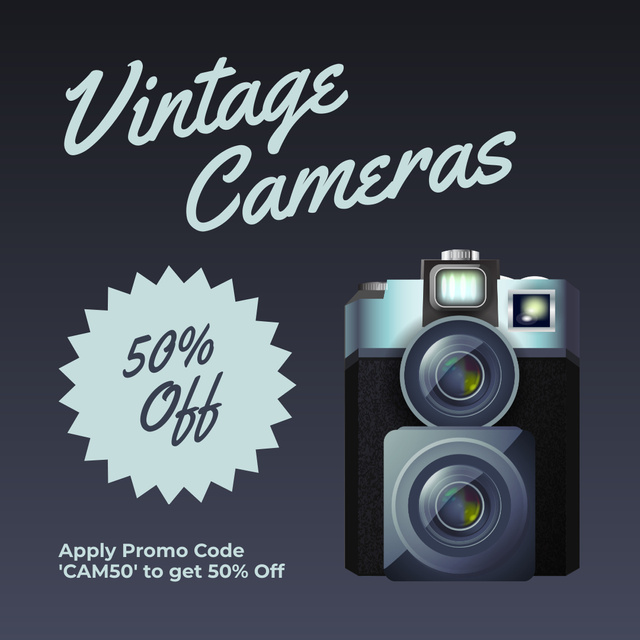 Szablon projektu Offer of Vintage Cameras Sale Instagram AD