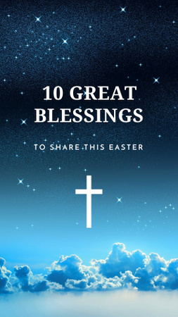 Modèle de visuel Easter Blessings with Cross in Heaven - Instagram Story
