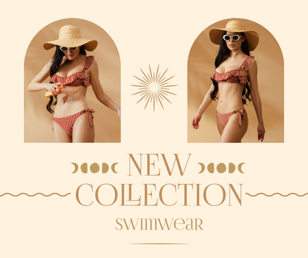 Swimwear Collection Ad with Woman Facebookデザインテンプレート